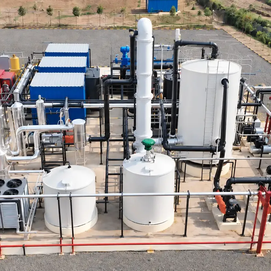 Aerial view of a CBG membrane biogas upgradation skid