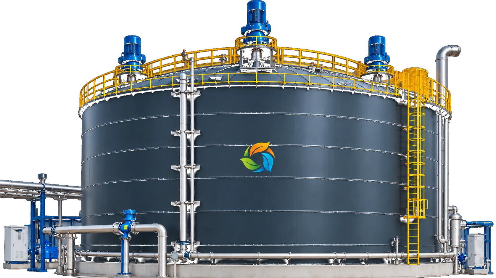 CSTR biogas digester tank with top-mounted agitators