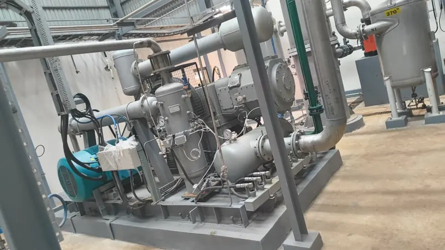 Compressor skid, interior view